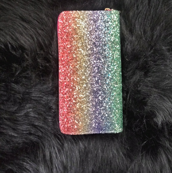 MULTI COLOR OMBRE GLITTER SINGLE ZIPPER WALLET - Picture 3 of 5